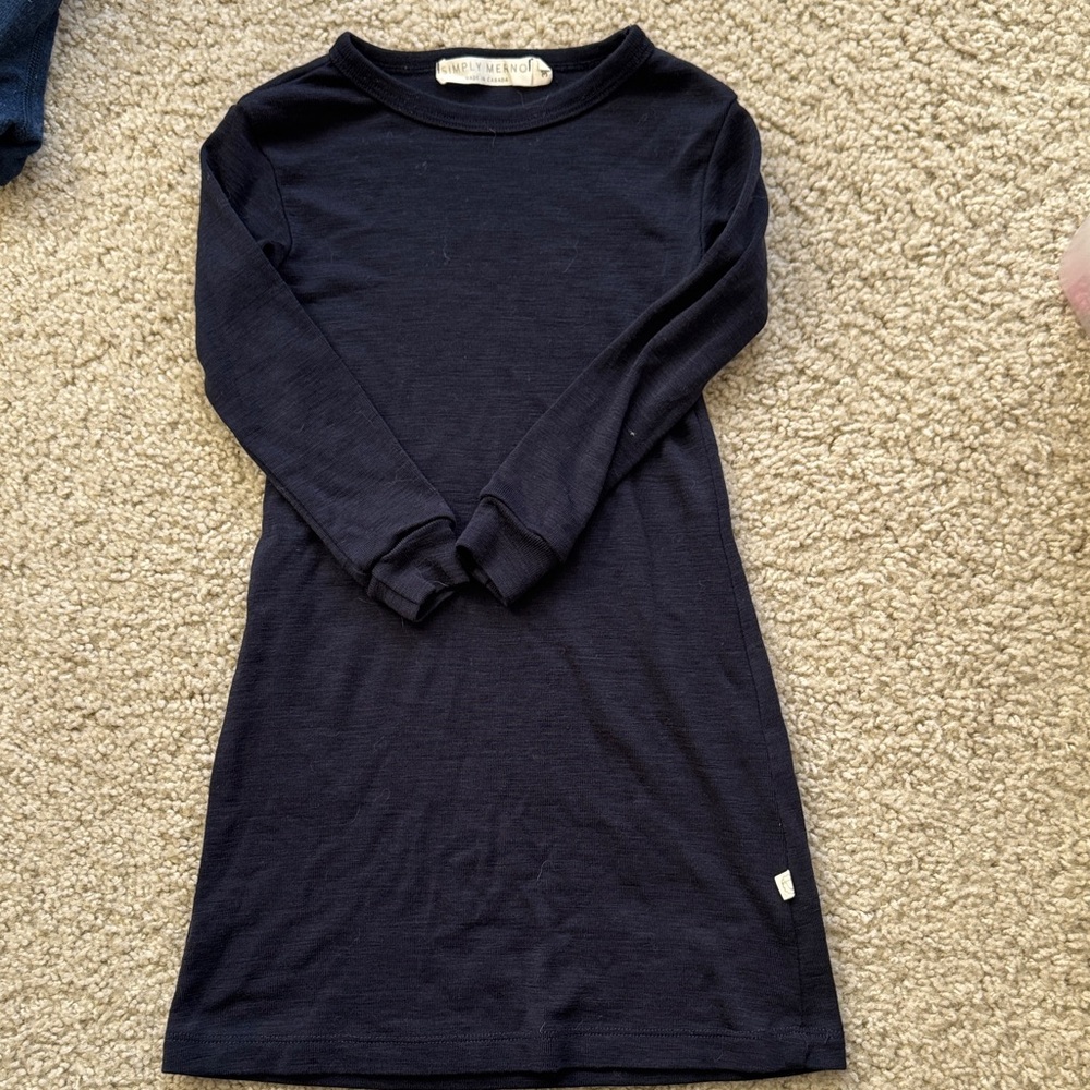 Simply Merino - merino long sleeve dress (navy blue) 3T
